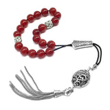 Greek KOMBOLOI Worry Beads Anxiety Beads Rosary Relaxation Stress Relief -RED AGATE STONE BEADS -10mm Diameter-