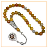 Dragon Vein Agate Muslim Tesbih, Tasbih, Tasbeeh, Misbaha, Worry Beads, Muslim Prayer Beads, Rosary (8 mm 33 Faceted Beads and Allah Tassel)