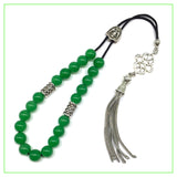 Greek KOMBOLOI Worry Beads Anxiety Beads Rosary Relaxation Stress Relief -GREEN JADE BEADS -8mm Diameter-