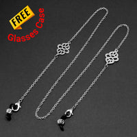 FREE Eyeglass Case -Silver  Eyeglass Chains Elegant Eyewear Retainer Beaded Eyeglass Strap Holder Natural Stone Beaded Eyewear Retainer