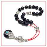 Greek KOMBOLOI Worry Beads Anxiety Beads Rosary Relaxation Stress Relief -SHINY BLACK ONYX BEADS -8mm Diameter-