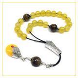 Greek KOMBOLOI Worry Beads Anxiety Beads Rosary Relaxation Stress Relief -YELLOW JADE STONE BEADS -8mm Diameter-