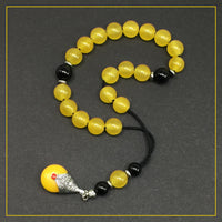 Greek KOMBOLOI Worry Beads Anxiety Beads Rosary Relaxation Stress Relief -YELLOW JADE STONE BEADS -10mm Diameter-