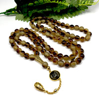 Big Saddle Brown Muslim Prayer Beads, Tesbih, Tasbih, Tasbeeh, Misbaha, Masbaha, Muslim Tasbih, Rosary Allah Tassel (12 mm 99 Resin Beads)