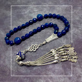 Blue Agate & Indonesia Beads Design Tesbih, Muslim Tasbih, Tasbeeh, Misbaha, Worry Beads, Muslim Prayer Beads, Rosary,  (8mm 33 Faceted Beads)