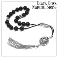 Greek KOMBOLOI Worry Beads Anxiety Beads Rosary Relaxation Stress Relief -MATTE BLACK ONYX BEADS -10mm Diameter-