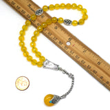-PRESTIGE SERIES-  Malaysian Yellow Jade Stone Prayer Beads -8mm diameter beads