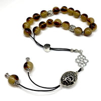 Greek KOMBOLOI, Worry Beads, Anxiety Beads, Relaxing Beads, Stress Relief Relaxation (Saddle Brown -12 mm- 19 Big Beads)