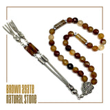 Brown Agate Muslim Tesbih, Tasbih, Tasbeeh, Misbaha, Worry Beads, Muslim Prayer Beads, Rosary (8 mm 33 Faceted Beads)