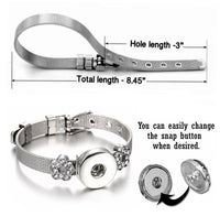 ALBATROSART Stylish Rhinestone Link Adjustable Interchangeable Snap Cord Stainless Steel Bracelet