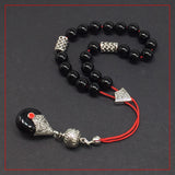 Greek KOMBOLOI Worry Beads Anxiety Beads Rosary Relaxation Stress Relief -SHINY BLACK ONYX BEADS -8mm Diameter-