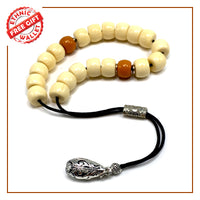 Greek KOMBOLOI Series Worry Beads Begleri Pony Anxiety Beads Rosary Relaxation Stress Relief  (Cream Resin Drum -13X9 mm- 19 Big Beads)