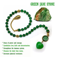 ALBATROSART -Swing Beads Collection- Prayer Beads Tesbih Tasbih Tasbeeh Misbaha Masbaha Subha Sebha Sibha Rosary (Model 6 -Green Agate Stone -8 mm Diameter Beads)