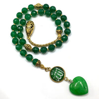 ALBATROSART -Swing Beads Collection- Prayer Beads Tesbih Tasbih Tasbeeh Misbaha Masbaha Subha Sebha Sibha Rosary (Model 6 -Green Agate Stone -8 mm Diameter Beads)