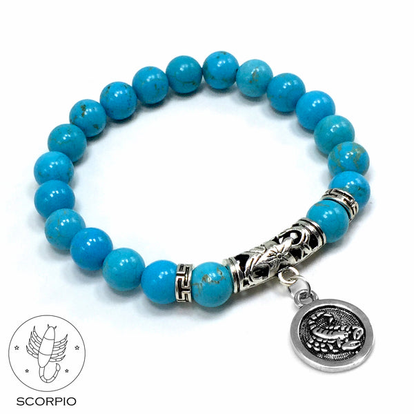 SCORPIO ZODIAC Healing Gemstone Bracelets According to Zodiac Series -8 mm Turquoise Stone Beads- Astrology Healing Stress Relief Bracelets