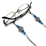 Blue Agate Natural Stone Design Beaded Eyeglass Chain Eyewear Retainer Eyeglass Strap Holder Eyeglass Necklace Women Eyeglass Chain -FREE Eyeglass Case