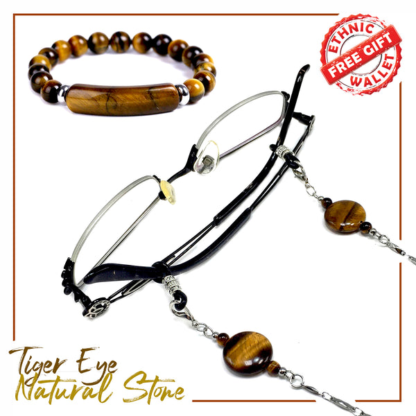 Tiger Eye & Bracelet Eyeglass Chains Elegant Eyewear Retainer Beaded Eyeglass Strap Holder Natural Stone Beaded Eyewear Retainer