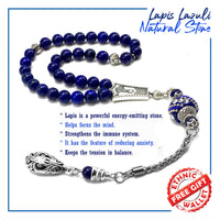 -PRESTIGE SERIES- Lapis Lazuli Stone Prayer Beads-Tesbih-Tasbih-Tasbeeh-Misbaha (8 mm 33 beads)