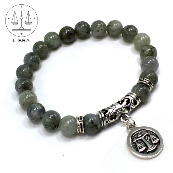 LIBRA ZODIAC Healing Gemstone Bracelets According to Zodiac Series -8 mm Labradorite Stone Beads- Astrology Healing Stress Relief Bracelets