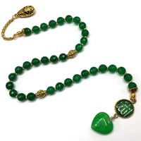 ALBATROSART -Swing Beads Collection- Prayer Beads Tesbih Tasbih Tasbeeh Misbaha Masbaha Subha Sebha Sibha Rosary (Model 6 -Green Agate Stone -8 mm Diameter Beads)