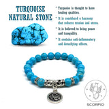 SCORPIO ZODIAC Healing Gemstone Bracelets According to Zodiac Series -8 mm Turquoise Stone Beads- Astrology Healing Stress Relief Bracelets