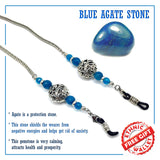 Blue Agate Natural Stone Design Beaded Eyeglass Chain Eyewear Retainer Eyeglass Strap Holder Eyeglass Necklace Women Eyeglass Chain -FREE Eyeglass Case