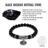 VIRGO ZODIAC- Healing Gemstone Bracelets According to Zodiac Series -8 mm Black Obsidian Beads- Astrology Healing Stress Relief Bracelets