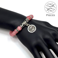 PISCES ZODIAC Healing Gemstone Bracelets According to Zodiac Series -8 mm Rose Quartz Beads- Astrology Healing Stress Relief Bracelets