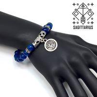 SAGITTARIUS ZODIAC Healing Gemstone Bracelets According to Zodiac Series -8 mm Blue Agate Beads- Astrology Healing Stress Relief Bracelets