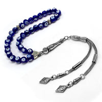 Evil Eye  Tesbih Prayer Beads Tasbih Tasbeeh Misbaha Subha Sibha Rosary (Evil Eye Lampwork -8 mm 33- Beads)