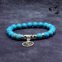 SCORPIO ZODIAC Healing Gemstone Bracelets According to Zodiac Series -8 mm Turquoise Stone Beads- Astrology Healing Stress Relief Bracelets