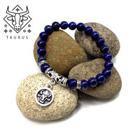 TAURUS ZODIAC Healing Gemstone Bracelets According to Zodiac Series -8 mm Lapis Lazuli Beads- Astrology Healing Stress Relief Bracelets