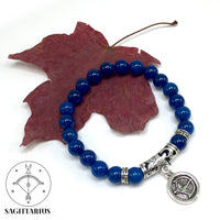 SAGITTARIUS ZODIAC Healing Gemstone Bracelets According to Zodiac Series -8 mm Blue Agate Beads- Astrology Healing Stress Relief Bracelets