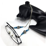 Blue Agate Natural Stone Design Beaded Eyeglass Chain Eyewear Retainer Eyeglass Strap Holder Eyeglass Necklace Women Eyeglass Chain -FREE Eyeglass Case