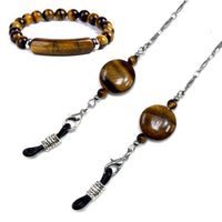 Tiger Eye & Bracelet Eyeglass Chains Elegant Eyewear Retainer Beaded Eyeglass Strap Holder Natural Stone Beaded Eyewear Retainer