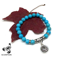 SCORPIO ZODIAC Healing Gemstone Bracelets According to Zodiac Series -8 mm Turquoise Stone Beads- Astrology Healing Stress Relief Bracelets