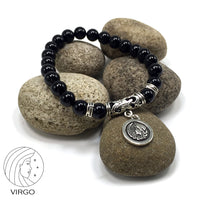 VIRGO ZODIAC- Healing Gemstone Bracelets According to Zodiac Series -8 mm Black Obsidian Beads- Astrology Healing Stress Relief Bracelets