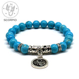 SCORPIO ZODIAC Healing Gemstone Bracelets According to Zodiac Series -8 mm Turquoise Stone Beads- Astrology Healing Stress Relief Bracelets