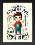 Framed Muslim Kids Posters, Quran Verses for Children, Muslim Kids Wall Art, Islamic Nursery Decor, Islamic Gifts, Dua Quotes, Islamic Education Poster (ALLAH, 7" L x 5" W, Framed)