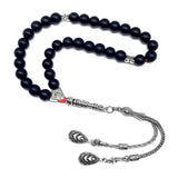 Gentle Men Collection- Synthetic Black Onyx Stone Prayer Beads Worry Beads Tesbih Tasbih Tasbeeh Misbaha Masbaha Subha Sebha Rosary (8 mm 33 Beads)