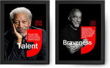 Famous Quote Framed Poster, Famous Quotes Poster, Famous Inspirational and Motivational Wall Art, Motivational Quotes, Home and Office Wall Art Deco ((SET OF TWO) MORGAN FREEMAN-PAULO COELHO, 7"L x 5"W, Framed)