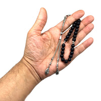 Gentle Men Collection- Synthetic Black Onyx Stone Prayer Beads Worry Beads Tesbih Tasbih Tasbeeh Misbaha Masbaha Subha Sebha Rosary (8 mm 33 Beads)