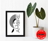 Framed Wisdom Posters - Positive Quotes Wall Art for Mental Health & Therapy - Home Office Decor Self Love Prints (AMORE, 7" L x 5" W, Framed)