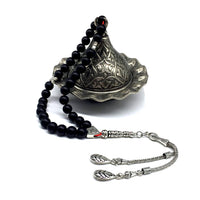 Gentle Men Collection- Synthetic Black Onyx Stone Prayer Beads Worry Beads Tesbih Tasbih Tasbeeh Misbaha Masbaha Subha Sebha Rosary (8 mm 33 Beads)