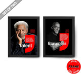 Famous Quote Framed Poster, Famous Quotes Poster, Famous Inspirational and Motivational Wall Art, Motivational Quotes, Home and Office Wall Art Deco ((SET OF TWO) MORGAN FREEMAN-PAULO COELHO, 7"L x 5"W, Framed)