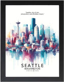 Framed Cityscape Poster, Modern City Prints, US Cities Skyline Wall Art, Travel Photography Decor, Beautiful Urban Posters for Home Deco (CHICAGO ILLINOIS, 7" L x 5" W, Framed)
