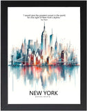 Framed Cityscape Poster, Modern City Prints, US Cities Skyline Wall Art, Travel Photography Decor, Beautiful Urban Posters for Home Deco (CHICAGO ILLINOIS, 7" L x 5" W, Framed)