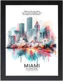 Framed Cityscape Poster, Modern City Prints, US Cities Skyline Wall Art, Travel Photography Decor, Beautiful Urban Posters for Home Deco (CHICAGO ILLINOIS, 7" L x 5" W, Framed)