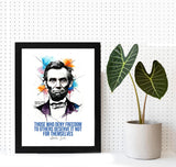 Framed US Presidents Posters, America’s Leaders, US President Quotes, Patriotic Historical Prints, Motivational Home Office Decor & Educational Artwork (Abraham Lincoln, 7L x5 W, Framed)