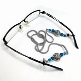 Blue Agate Natural Stone Design Beaded Eyeglass Chain Eyewear Retainer Eyeglass Strap Holder Eyeglass Necklace Women Eyeglass Chain -FREE Eyeglass Case